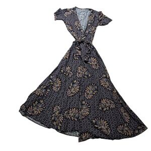 Anthropologie The Odells Zinaida Maxi Wrap Dress Womens XS Petite Purple Floral